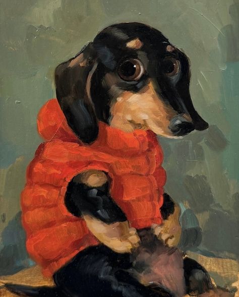 Dachshund Painting, Dachshund Art, Weiner Dog, Impressionist Paintings, Dog Drawing, Dog Paintings, Sausage Dog, Dachshund Dog, Mailing List