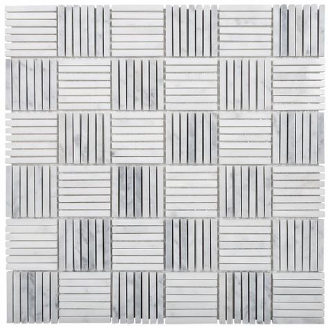 Apollo Tile 12" x 12" Marble Grid Mosaic Wall & Floor Tile | Wayfair Carrara Tiles, Stone Floor, Outdoor Stone, Natural Stone Flooring, Marble Mosaic Tiles, Hexagonal Mosaic, Accent Tile, Square Tile, Wall Installation