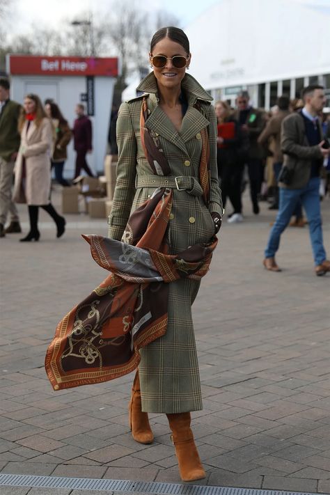 What to wear to Cheltenham Festival: Jade Holland Cooper shares her expert tips on how to do it in sartorially chic style | Tatler Jade Holland Cooper, Royal Ascot Fashion, Equestrian Style Outfit, English Outfit, Cheltenham Races, Race Outfit, Cheltenham Festival, Holland Cooper, Races Outfit