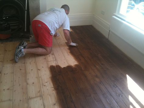 Stained Floorboards, Dark Stained Pine Floors, Staining Hardwood Floors, Dark Stained Wood Floors, Staining Wood Floors, Chocolate Stains, Hardwood Floors Dark, Floor Stain, Pine Floors