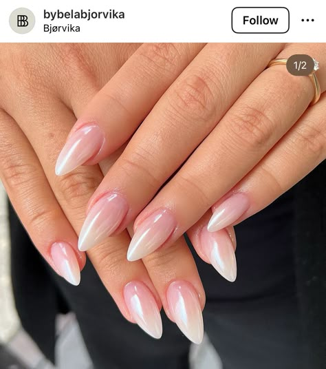 White Ombre Nails Almond, Birthday Nails, Minimalist Nails, Ombre Nails, Almond Nails, White Nails, French Nails, Cute Acrylic Nails, Simple Nails