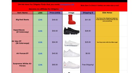 Best Dhgate 1:1 Finds! - Google Sheets Best Dh Gate Finds, University Red Dunks, Travis Scott Sb, Kentucky Dunks, Off White Dunk, Chunky Dunky, Jordan 1 Dior, Jordan 1 Royal, Jordan 4 Red