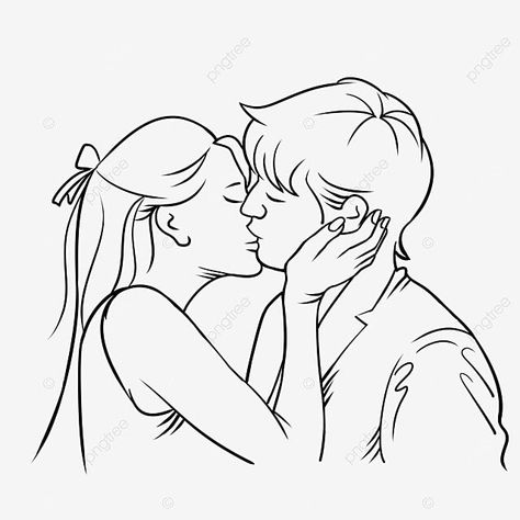 Kiss Picture Couple Drawing, Kissing Picture To Draw, Kiss Image Cute, Kiss Picture Couple Art, Kiss Picture Couple Cartoon, Cute Kiss Drawing, Kiss Photo Reference, Couple Kiss Drawing, Love Couple Sketch