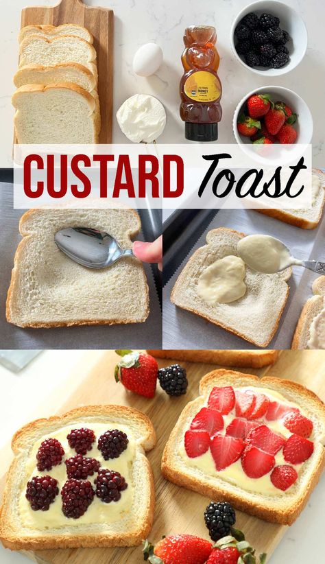 Air Fryer Custard Toast, Custard Yogurt Toast, Yogurt Toast Air Fryer, Drinks For School, Yogurt French Toast, Custard French Toast, Food Timetable, Custard Toast, Yogurt Toast