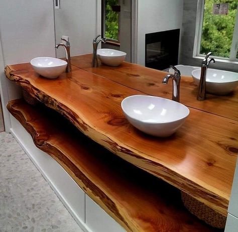 Rustic Kitchen Tables, Log Cabin Designs, Rustic Vanity, Rustic Farmhouse Living Room, Bathroom Vanity Designs, Rustic Bathroom Vanities, Rustic Bathroom Designs, Live Edge Furniture, Vanity Design