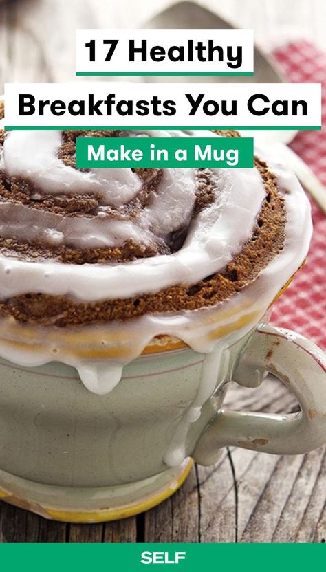 These 17 recipes adapt classics like muffins, cinnamon rolls, egg scrambles, and even French toast into small-batch versions that serve one, can be cooked inside of a mug, and will be done after just a few minutes in the microwave. They're so simple, even the people who burn toast on the reg won't have any problems making them. And they're not just easy-to-make—they're really delicious, too. French Toast In A Mug Recipes, Microwave Mug Breakfast, Mug Eggs Microwave, Cinnamon Roll In A Mug Recipes, Cup Deserts, Small Breakfast Ideas, In A Mug Recipes, Microwave Recipes Breakfast, Breakfast In A Mug