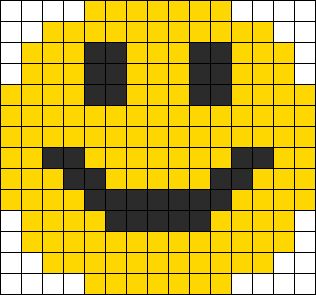 Smiley Face Perler Bead Pattern / Bead Sprite Smiley Face Cross Stitch Pattern, Pixel Smiley Face, Kandi Cuffs, Easy Perler Bead Patterns, Corner To Corner Crochet, Pony Bead Patterns, Pixel Crochet, Kandi Patterns, Bead Sprite