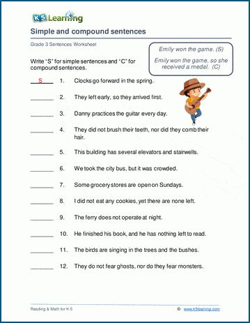 Students classify sentences as being either simple or compound. Free | Grammar | Worksheets | Grade 3 | Printable Simple And Compound Sentences Worksheets, Simple Sentences Worksheet, Compound Sentence, Sentence Worksheet, Simple And Compound Sentences, Complex Sentences Worksheets, Sentences Worksheet, Free English Worksheets, Advance English