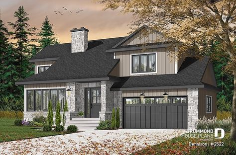 House plan 3 bedrooms, 1.5 bathrooms, garage, 2522 | Drummond House Plans Modern Craftsman House Plans, Trendy Farmhouse, Small Bungalow, Drummond House Plans, Farmhouse Style Bedrooms, Traditional House Plan, Bungalow House Plans, Bedroom Master, Craftsman House Plan