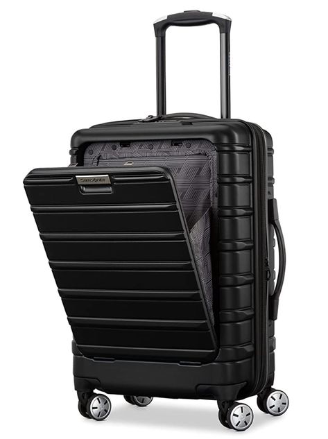 CLICK THE PHOTO TO SHOP || Travel in style with the Samsonite Omni 2 Pro Hardside Expandable Carry On 32% off Prime Day Savings Lining pocket for small items in zipped mesh divider for compartmental separation The QuickEntry front pocket with dedicated mesh sleeves hold up to a 16-inch standard size computer and an 11-inch tablet 1.5-inch expansion Push-button locking handle 360-degree dual spinner wheels increase stability for a confident ride Samsonite Luggage, Hardside Luggage, Travel Necessities, Walmart Finds, Prime Day, Mesh Sleeves, Carry On Luggage, Travel Tote, Midnight Black