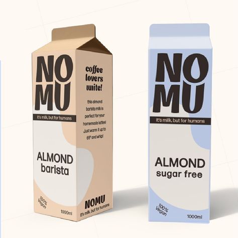 Let me introduce you to NOMU 🥛 Nomu is an almond milk brand and, as vegan, I couldn’t not accept this challenge! This week’s brief is by @briefclub and I loved working on it! #branddesigner #brandidentitydesign #branddesigner #plantbased #plantmilk #logodesign Alternative Milk Packaging, Almond Milk Brands, Milk Packaging Design, Milk Package, Brand Brief, Milk Brands, Supplements Packaging, Milk Packaging, Plant Milk