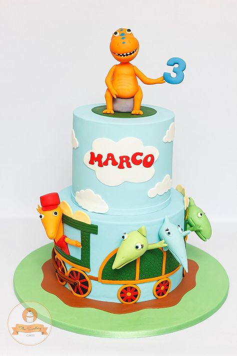 Dinosaur Train Cakes, Dinosaur Train Party, Dinosaur Train, Dino Cake, Dragon Cakes, Train Cake, Trains Birthday Party, Dinosaur Cake, Dino Birthday