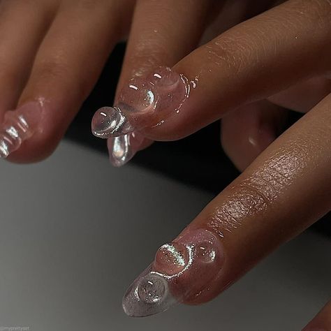 Nail Piercing, Aesthetic Luxury, Really Cute Nails, Pearl Nails, Glass Nails, Jelly Nails, Clear Nails, Dream Nails, Unique Nails