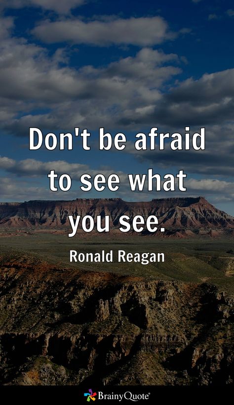 Don't be afraid to see what you see. - Ronald Reagan Ronald Reagan Quotes Inspiration, Reagan Quotes, Ronald Reagan Quotes, Business Vision Board, Business Vision, Ronald Reagan, Don't Be Afraid, Be Afraid, What You See