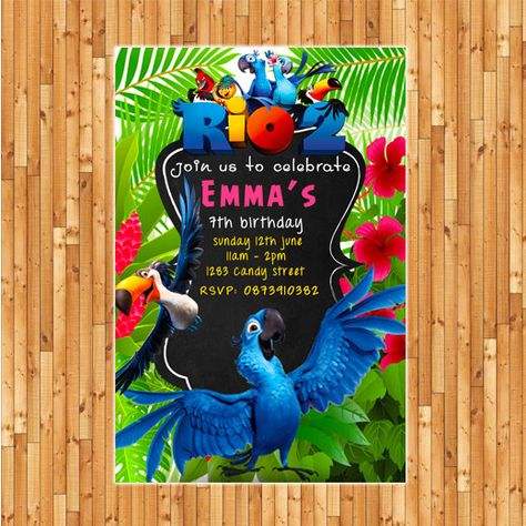 Invite Rio 2 Movie, Rio Birthday Parties, Rio Party, Rio Movie, Thank You Card Wording, Movie Invitation, Two Birthday, Rio 2, Free Thank You Cards