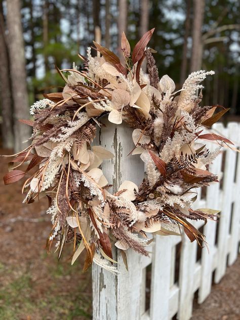 Boho Fall Wreath, Pampas Grass Wreath, Fall Eucalyptus, Fall Entry, Faux Wreath, Elegant Fall Wreaths, Neutral Glam, Gifts For Housewarming, Fall Door Decor