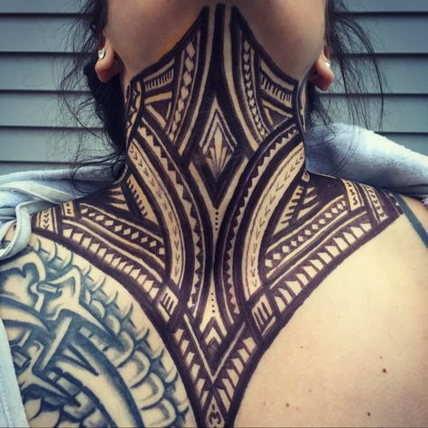 Poly Neck Tattoo, Samoan Neck Tattoo, Maori Neck Tattoo, Neck Tattoo Women, Throat Tattoos, Front Neck Tattoo, Full Neck Tattoos, Cobra Tattoo, Monkey Tattoos