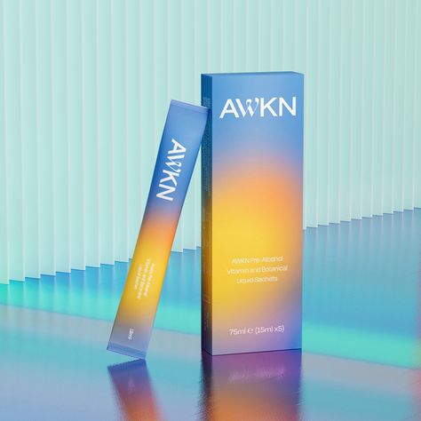 AWKN – Packaging Of The World Gradient Product Design, Gradient Packaging, Gradient Inspiration, Supplement Design, Health Packaging, Sunscreen Packaging, Healthy Gummies, Supplement Packaging, Hangover Prevention