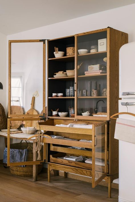 Mezzanine Kitchen, Haberdashery Shop, Devol Kitchens, Wooden Cabinet, English Furniture, Black Kitchens, Mid Century Furniture, Wooden Shelves, My New Room