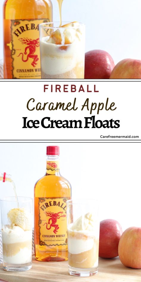 Fireball Caramel, Fireball Drinks Recipes, Caramel Apple Ice Cream, Fireball Recipes, Ice Cream Caramel, Fireball Drinks, Boozy Treats, Apple Ice Cream, Whiskey Cream