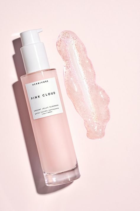 Herbivore Botanicals’ Pink Cloud Cleanser Is Here & Kicks Off A New Category For The Brand Herbivore Skincare Aesthetic, Pink Skincare Packaging, Aesthetic Cleanser, Pink Cleanser, Herbivore Skincare, Pastel Skincare, Cleanser Aesthetic, Pink Products, Jelly Cleanser