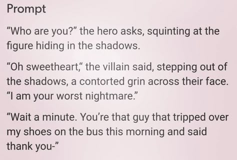 Funny Villain, Villain Prompts, Otp Prompts, Starting A Family, Writing Humor, Writing Plot, Writing Inspiration Tips, Story Writing Prompts, Book Prompts