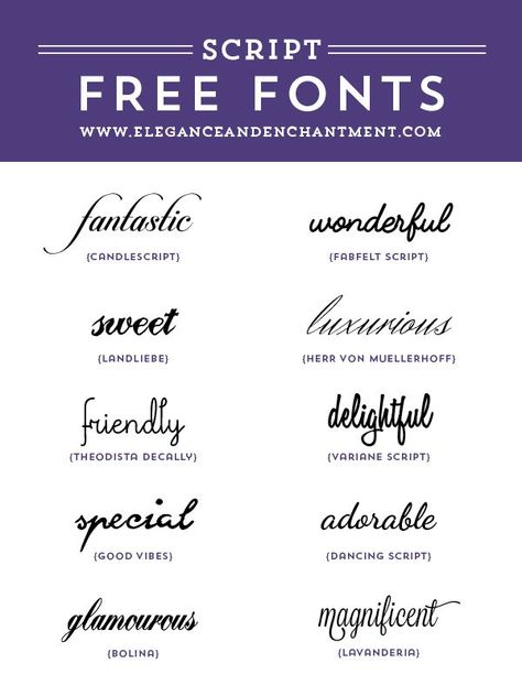 Free Script fonts for wedding invitations, graphic design projects, web design, DIY projects, crafts, blogging and more! From Elegance and Enchantment Free Printable Art Prints, Wedding Invitation Fonts, Pretty Fonts, Free Script Fonts, Free Printable Art, Design Blogs, Fancy Fonts, Printable Art Prints, Cricut Fonts