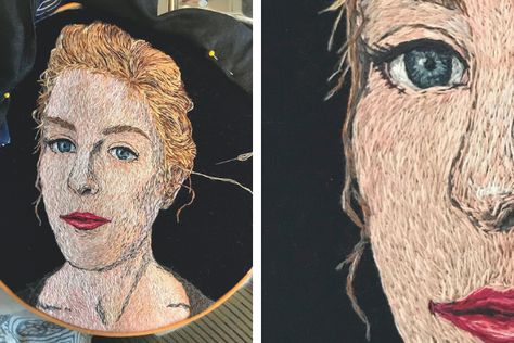 How to hand embroider face & skin: the art of ‘stitching’ a person - Hobbies and Crafts Embroidery Portrait Faces, Embroidered Portrait Faces, Embroidery Faces, Face Embroidery, Embroidered Face, Embroidery Face, Face Rhinestones, Portrait Embroidery, Portrait Tutorial