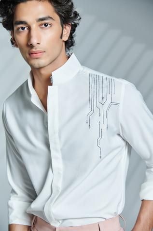 Formal Mens Shirt Design, White Shirt Pattern For Men, Men Shirt Design Ideas Mens Fashion, Shirt With Embroidery For Men, Mens Shirt With Embroidery, Men Shirt Embroidery Ideas Design, Embroidery Shirt For Men, Formal Shirt Designs For Men, Formal Shirt Pattern For Men