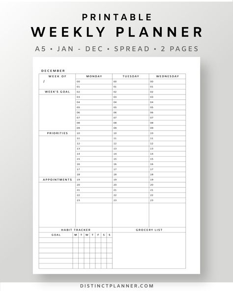 keep track the schedule of a week and achieve your goals easily. This Weekly Planner is designed for your productivity. Time Blocking Printable, Journal Inserts, Weekly Planner Free Printable, Weekly Hourly Planner, Weekly Planner Free, Monthly Planner Template, Hourly Planner, Planner Printables Free, Weekly Planner Printable