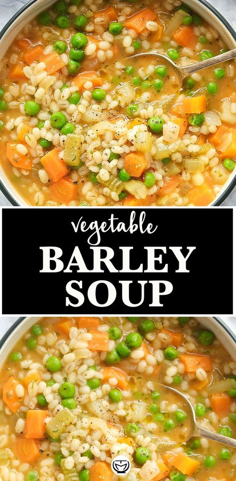 Vegetable Barley Soup, Barley Recipe, Vegetarian Soup Recipes, Barley Soup, Vegetable Soup Recipes, Soup And Stew, Delicious Vegetables, Vegetarian Soup, Easy Soups