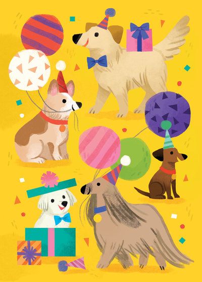 Kathryn Selbert | Advocate Art Kathryn Selbert, Doodle Bops, 30 Day Art Challenge, Tiny Canvas, Birthday Designs, Themes Ideas, Birthday Illustration, Paint Water, Dog Birthday Card