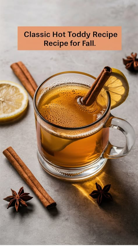 Warm up your winter nights with the comforting and timeless Hot Toddy cocktail. This cozy concoction combines the rich flavors of whiskey, honey, and spices to create a delightful drink that will keep you feeling toasty all season long. For a twist, switch out whiskey for dark rum and let your taste buds be pleasantly surprised! Christmas Hot Toddy Winter Cocktails, Crockpot Hot Toddy Recipe, Hot Tati Drink Recipes, Hot Whiskey Drinks Winter Cocktails, Hottie Toddy Recipe, Hot Cocktails Alcohol, Hotty Toddy Recipe, Hot Toddy Recipe Whiskey, Hotty Toddy Drink