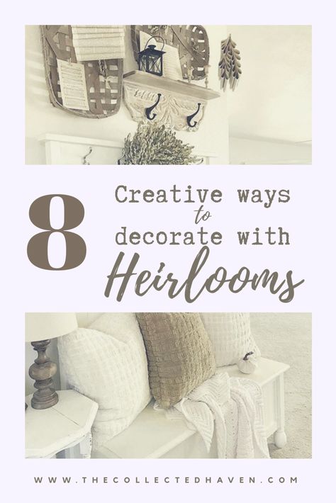 Over The Bed Decor Ideas, Grandma Bedroom, Vintage Books Display, Family Heirloom Display, Philippians 4 11, Over The Bed Decor, Fabric Flower Bouquet, Wall Art Tutorial, Bedding Master