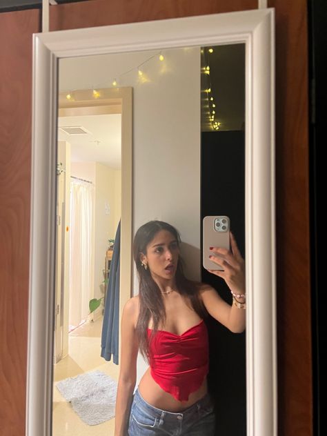 party outfit, college party, college 2023 outfits, trendy 2023 outfits, red top, red halter top outfit Red Going Out Top, Red Party Top, College Going Out Outfits Parties, Red Halter Top Outfit, Red Going Out Outfits, Party Outfits College, Pub Outfits, College Party Outfit, Halter Top Outfit