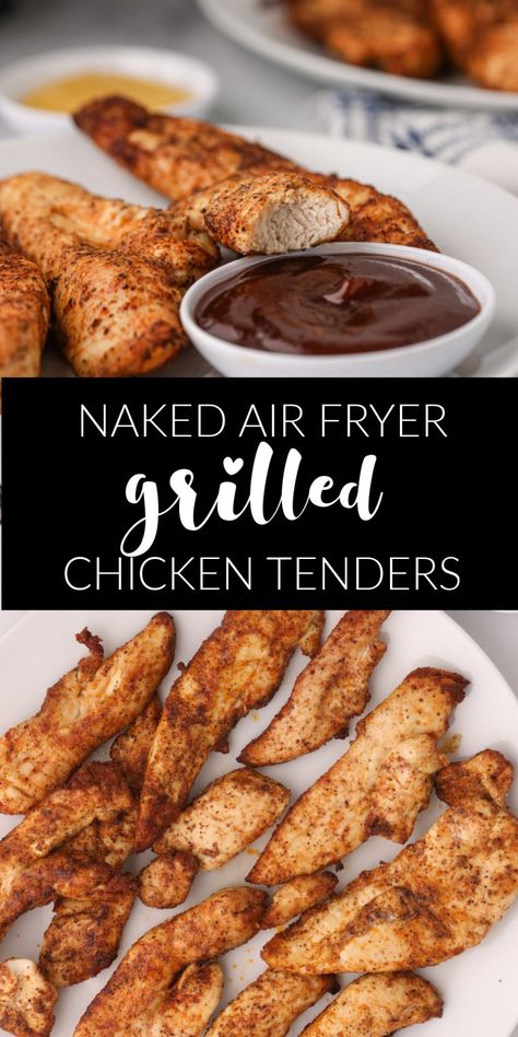 Are you in search of an easy chicken recipe the whole family will enjoy? Look no further than these Air Fryer Grilled Chicken Tenders! This easy recipe makes a perfect quick dinner and has tons of flavor. All you need are a few simple ingredients, and you can make these Naked Air Fryer Chicken Tenders in under 30 minutes! Air Fry Grilled Chicken Tenders, Homemade Chicken Sandwich Air Fryer, Naked Air Fryer Chicken Tenders, Air Fryer Naked Tenders, Air Chicken Tenders, Ww Air Fryer Chicken Tenders, Air Fry Grilled Chicken, Air Frying Chicken Tenders, Airfry Chicken Tenderloin Recipe