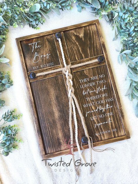 Matthew 19:6 What God Has Joined Together Let No One Separate Distressed Wood Unity Ceremony Braided Cross Sign, Rustic Wedding Ceremony - Etsy Unity Ceremony Braid, What God Has Joined Together, Matthew 19 6, Unity Ideas, Unity Cross, Cross Sign, Rustic Wedding Ceremony, Unity Ceremony, Wedding Unity