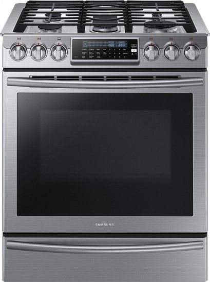 Samsung - 30" Self-Cleaning Slide-In Gas Convection Range - Stainless Steel - Slide in gas range - top rated by consumer reports $2499 list (on sale $1799) Convection Range, Slide In Range, Samsung Appliances, Stainless Steel Range, Single Oven, Gas Oven, Kitchen Stove, Warming Drawer, Oven Range