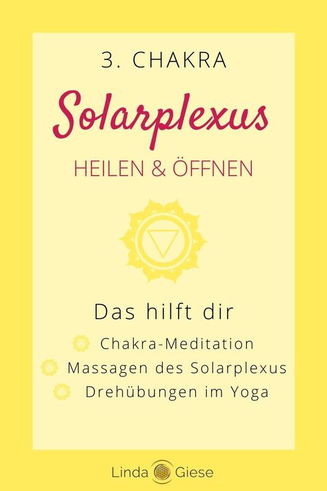 Dein 3. Chakra ist der Solarplexus - Manipura. Eine Ckara-Meditation kann dir helfen, dein Solarplexuschakra zu heilen und zu öffnen. Willst du mehr über dein 3. Chakra lernen? Hier findest du alles über Chakren Symbole, Chakren Farben, Chakren Steine, Chakra Heilung, Chakren öffnen, Chakrenausgleich, Spirituelle Lebensberatung, Seins Potenzial, Dualseelen & mehr. Lebe glücklich! Chakra Heilung, Chakra Meditation, Sanskrit, Ayurveda, Yoga Fitness, Plexus Products, Reiki, Chakra, Aura