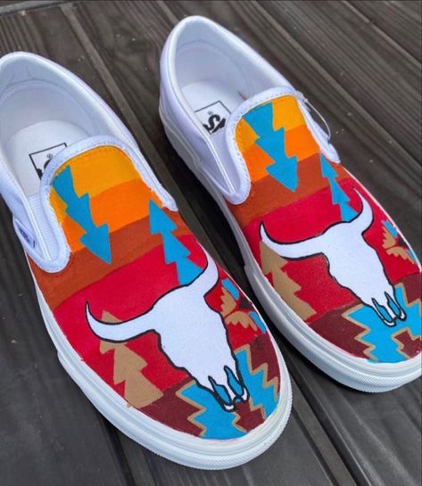 Selling for $100 Find more designs on my insagram Jeslyns_custom Custom Western Converse, Western Shoe Painting Ideas, Painted Hey Dudes Diy, Canvas Painted Shoes, Western Painted Shoes, Hand Painted Shoes Ideas Easy, Western Painted Vans, Diy Western Clothes, Diy Painted Vans