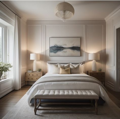 Bedroom Ideas With Panelling, Istanbul Apartment Interior, Bedroom Design 2024 Trends, Classic Master Bedrooms Decor, Quiet Luxury Bedroom, Studio Mcgee Bedroom Master, Syd Mcgee, Neo Classical Bedroom, Studio Mcgee Style