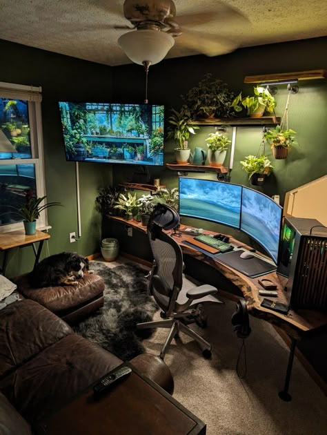 Games Room Inspiration, Home Studio Setup, Bedroom Setup, Gaming Room Setup, Dream House Rooms, Apartment Decor Inspiration, Game Room Design, Dream Room Inspiration, Home Office Setup