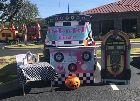 Trunk Or Treat Grease Theme, 50s Diner Trunk Or Treat, 50s Trunk Or Treat Ideas, Grease Trunk Or Treat, Grease Trunk Or Treat Theme, Grease Theme, Trunker Treat Ideas, 50s Theme, 50s Theme Parties