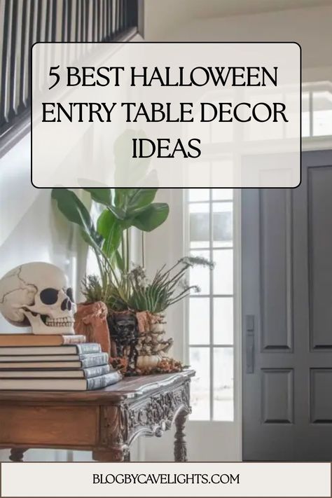 🖤 Looking for spooky yet stylish Halloween entryway inspirations? Explore our top 5 chic entryway table decor ideas that are perfect for your Halloween decor aesthetic. Don’t wait—click to get inspired! Halloween Entry Table Decor, Entryway Inspirations, Halloween Decor Aesthetic, Halloween Entry Table, Entry Table Decor Ideas, Haunted Book, Chic Entryway, Halloween Entryway, Entryway Table Decor Ideas