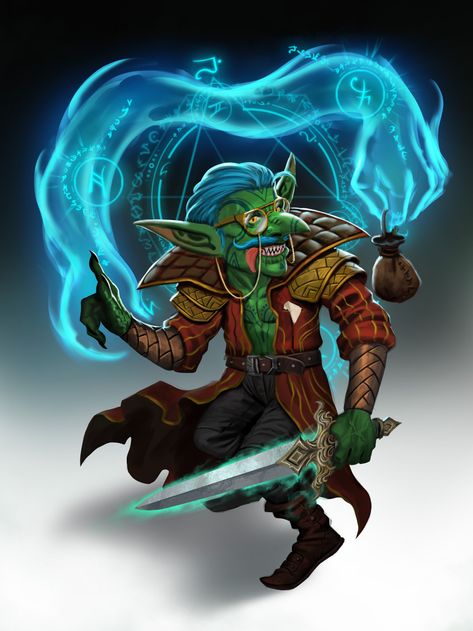 Arcane Trickster Rogue, Goblin Pfp, Goblin Character Art, Goblin Artificer, Goblin Male, Goblin Wizard, Dnd Goblin, Dnd Rogue, Character Dnd