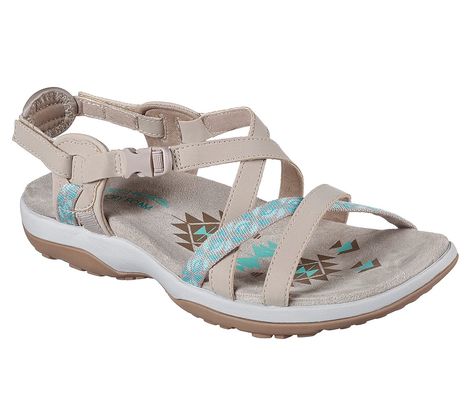 Sketchers Sandals, Strap Shoes Heels, High Heel Sandals Outfit, Taupe Sandals, Skateboard Art, Rubber Shoes, Strap Shoes, Skechers Women, Sandals Women