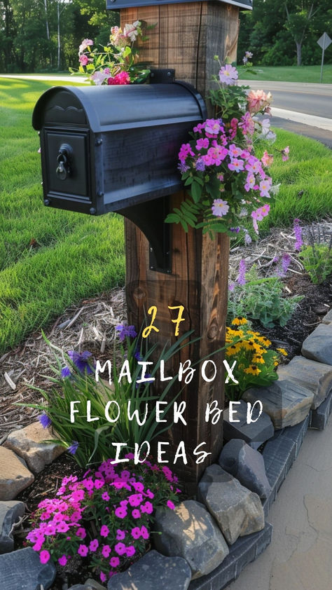 Looking to elevate your curb appeal? Click to get inspired by 27 mailbox flower bed ideas that add beauty and character to your home exterior. Transform your mailbox today! 🚀📬🌻 #CurbAppealIdeas #MailboxTransformation #HomeExteriorBeauty #FlowerBedMagic #GardenDecor Landscaping By Mail Boxes, Flowers Around Mailbox Ideas Curb Appeal, Mailbox Ideas Curb Appeal, Mail Box Flowers Mailbox Post, Mailbox Post Ideas, Mailbox Flower Bed, Mailbox With Flowers Inside, Mailbox Flower Bed Ideas, Mailbox Landscape