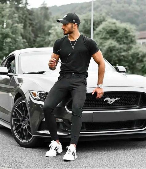 Man With Car Photoshoot, Men Car Poses, Men And Cars Photography, Car Guy Photoshoot, Photography Poses With Car, Men Car Photography Picture Ideas, Car Photoshoot Men, Casual Outfits For Men Winter, Winter Outfits Men Classy