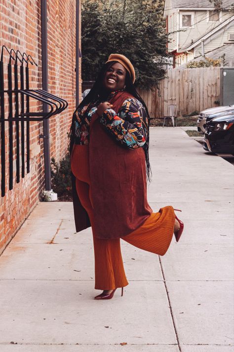 Plus Size Fall Fashion Outfit Ideas Plus Size Fall Boho Fashion, Disco Plus Size Outfit, Black Woman Fashion Outfits, Afro Boho Fashion, Erykah Badu Style, Deep Winter Palette Outfits, Plus Size Vintage Fashion, Fashion Subcultures, All White Outfits