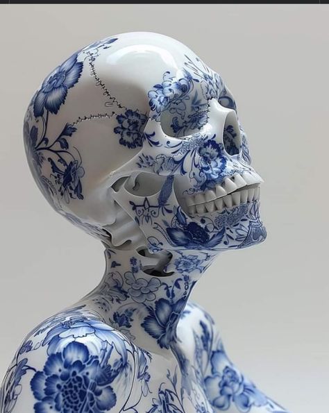 Horror Vintage, Arte Inspo, Pottery Sculpture, Human Art, Skull And Bones, Skull Art, New Artists, Daily Art, Delft